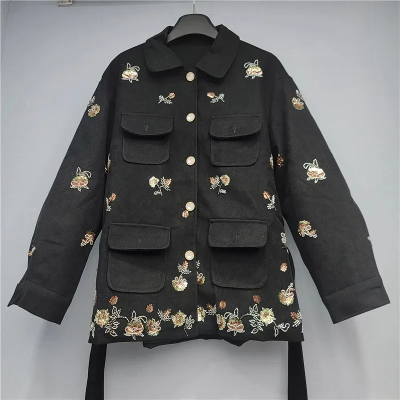 

SuperAen New Autumn and Winter 2026 European and American Style Single-breasted Design Colorful Embroidered Flares Quilted Coats