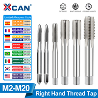 XCAN 1pc Right Hand Thread Tap HSS Machine Plug Tap Metric Screw Tap Drill Thread Tool M2 M3 M4 M6 M7 M8 M10 M12 M14 Hand Tools