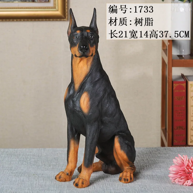 Doberman Statue Model Courtyard Guard Dog. Resin Handicrafts Of Simulated Doberman Terrier Figurines, Pet Dog Models