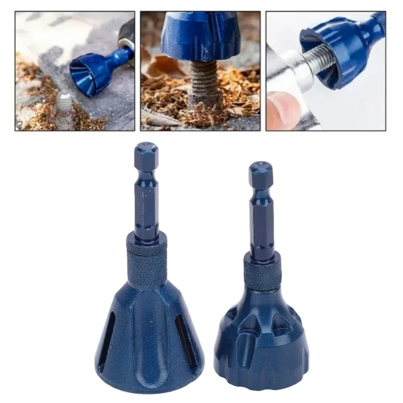 

2PCS Hex Shank Chamfer Tool Thread Burr Remover Plating Blue Tungsten Steel Deburring Drill Bit 3-20mm 5-25mm