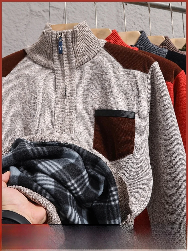 

Мужская зимняя трикотажная основа irt f с высоким воротником на молнии, теплая повседневная одежда из полиэфирного волокна, длинная модная молодежная одежда