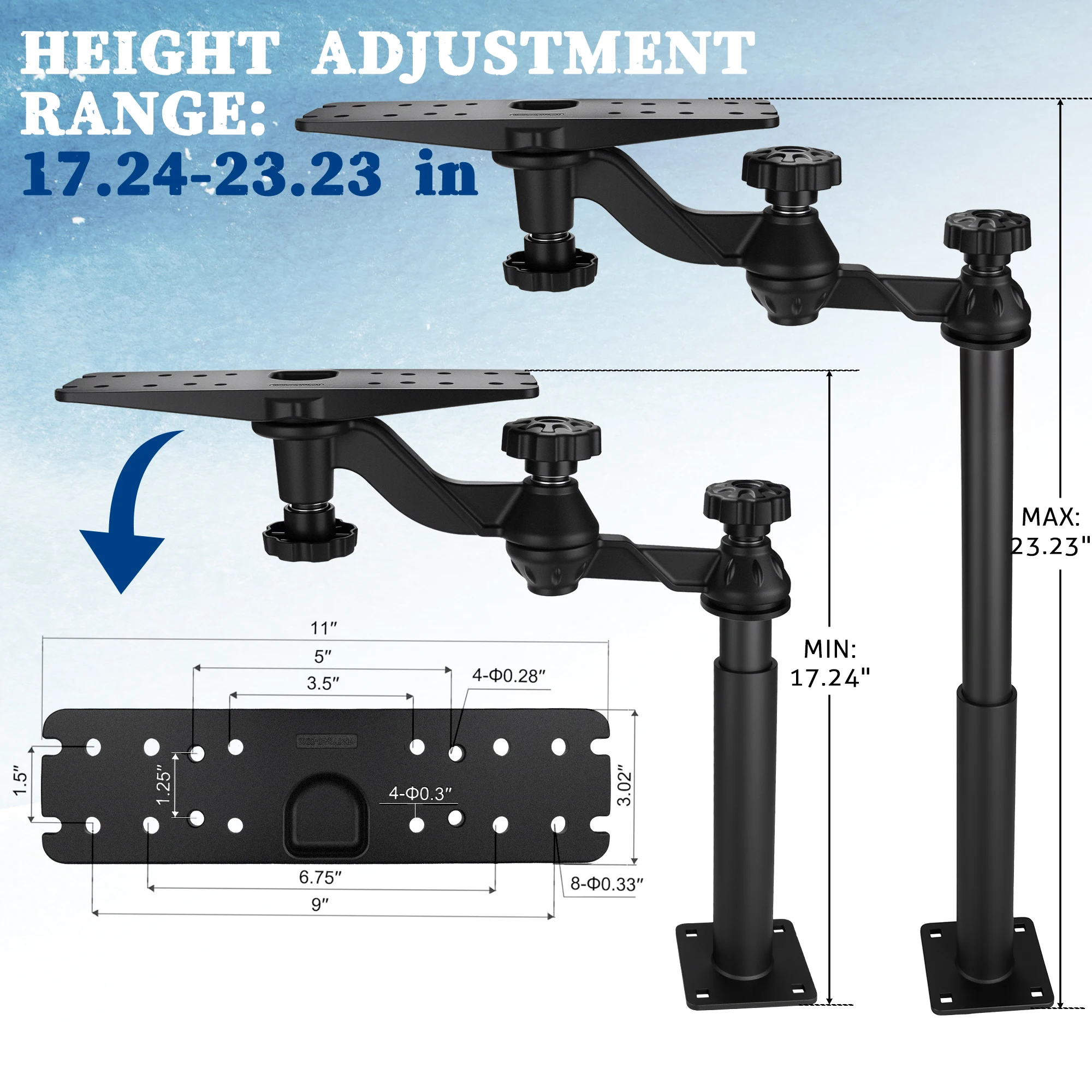 Telescoping Fish Finder Mount for Boats,for 7