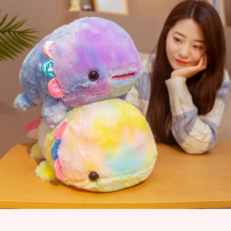 Stofftier Axolotl 40-55cm Kawaii bunte Cynops Orientalis Plüsch tier lila Salamander Schlaf kissen Plüsch Geschenk für Kinder