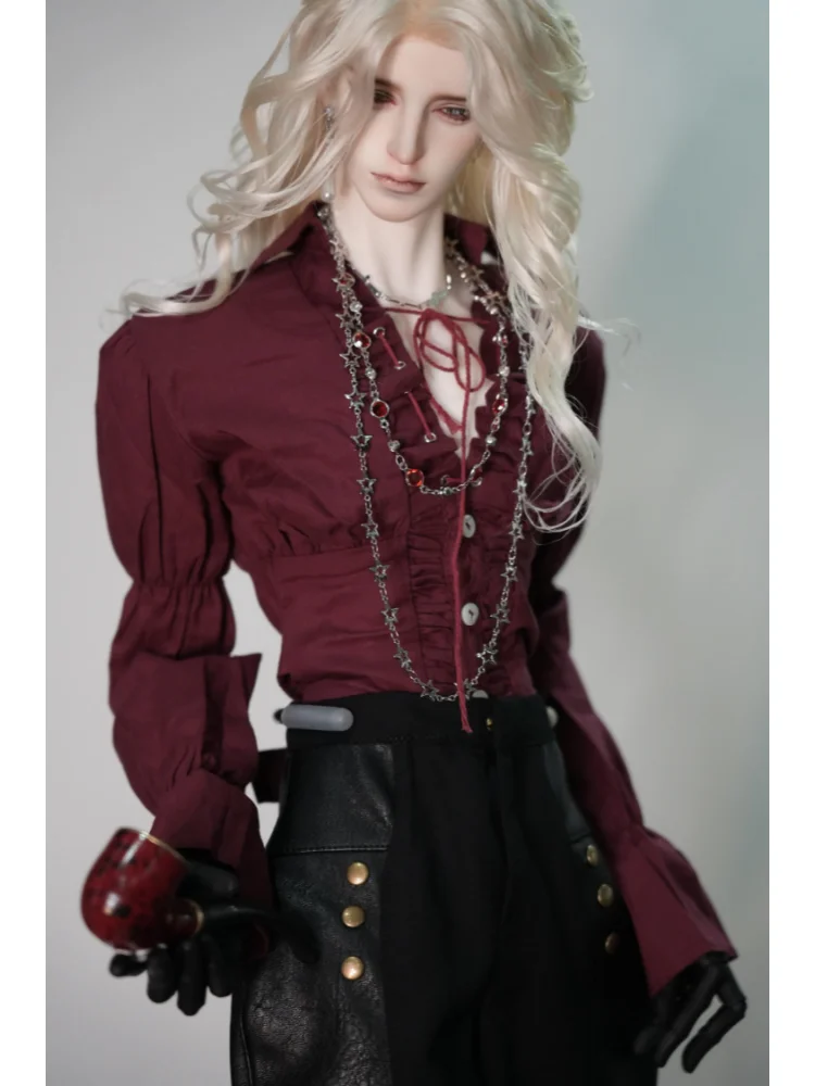 Ropa de muñeca BJD para muñecas ID75, camisa blanca, negra y roja, accesorios de ropa para muñecas (solo camisa sin muñeca), 1/4