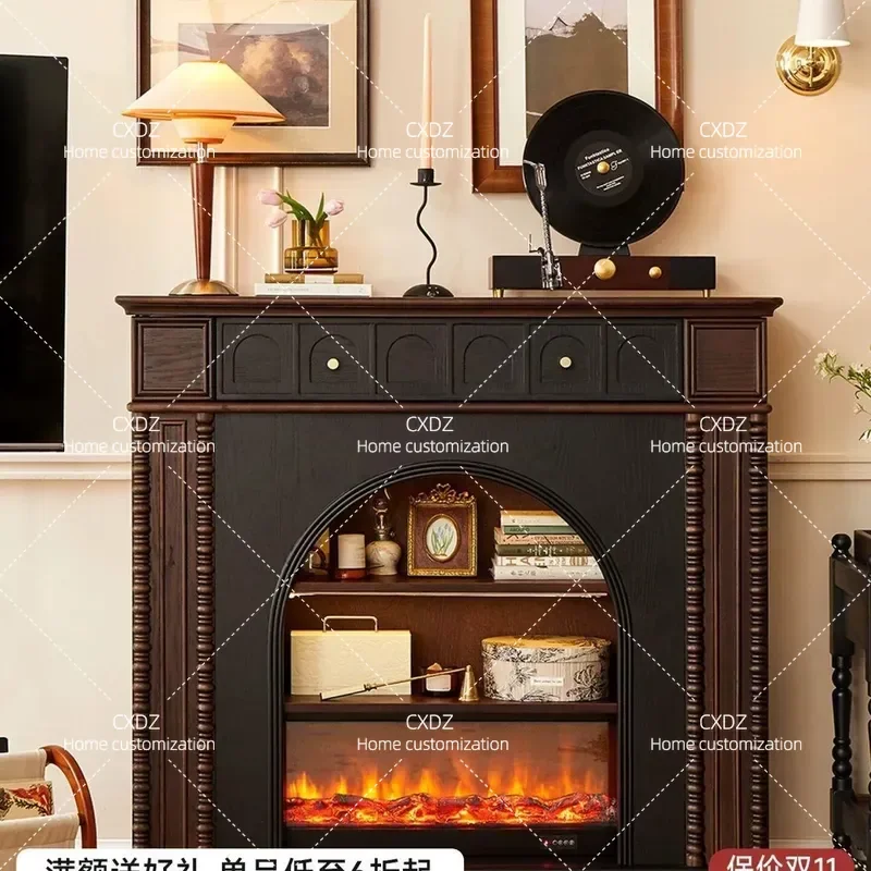 French retro fireplace decorative cabinet fireplace rack B & B simulation flame living room American entrance