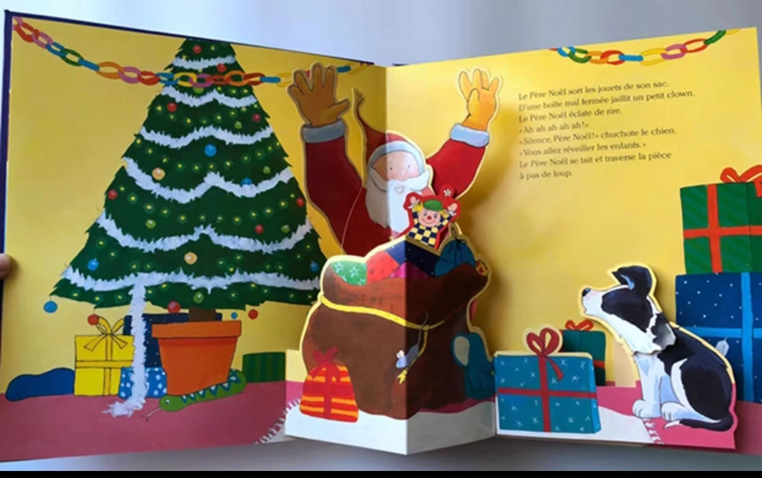 Pai criança crianças livro francês educação precoce história de natal adorável bonito fotos livro de papelão idade 2 acima