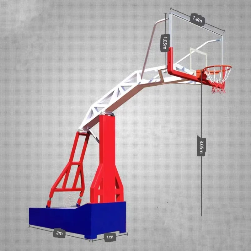 Standard basketball hoop, outdoor adults, children, movable lift, buried indoors,steel