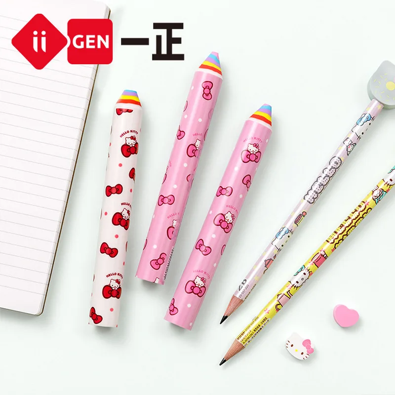 

Sanrio 18pcs Eraser Stationery Kawaii Hello Kitty Image Rainbow Eraser Creative Eraser Colored Pencil Shape Children'S Gift