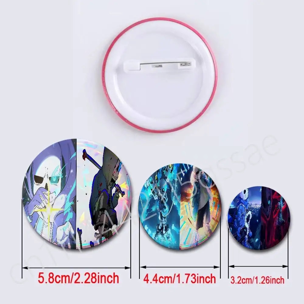 FOR UNDERTALE Sans 2Pcs Round Badge Set Button Brooch Pin, Anime Game Fans Collectible Decor & Birthday Gift