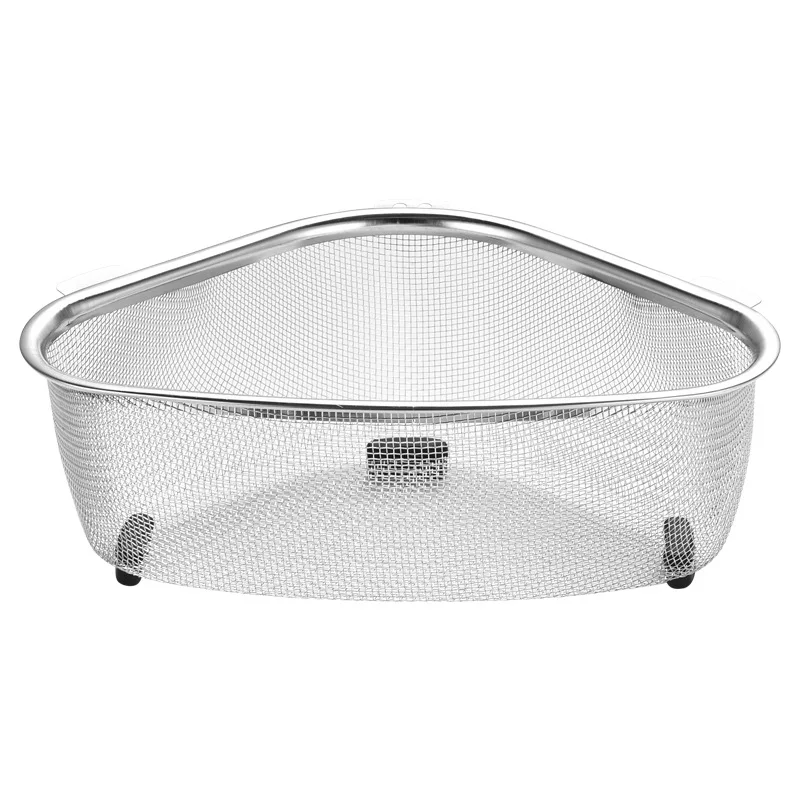 Stainless Steel Triangle Vegetables Food Peel Egg Filter Storage Organizer Kitchen Shelf Rack Drainier Kitchen Sink Drain Basket