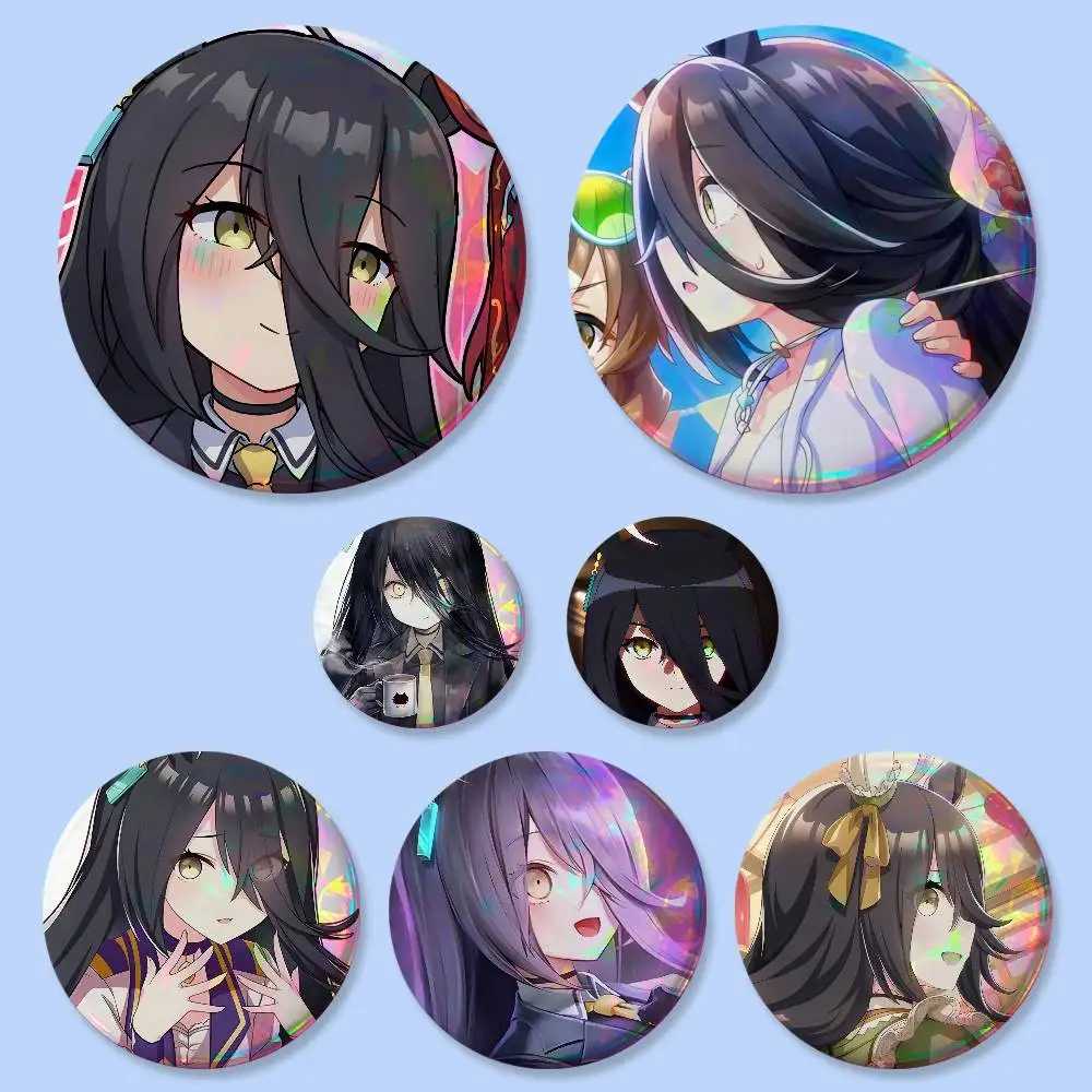 Manhattan Cafe Anime Umamusume Pretty Derby Badges 25 32 44 58 75 Mm Round Cosplay Pin Bag Decor Friends Gifts Brooch Souvenir
