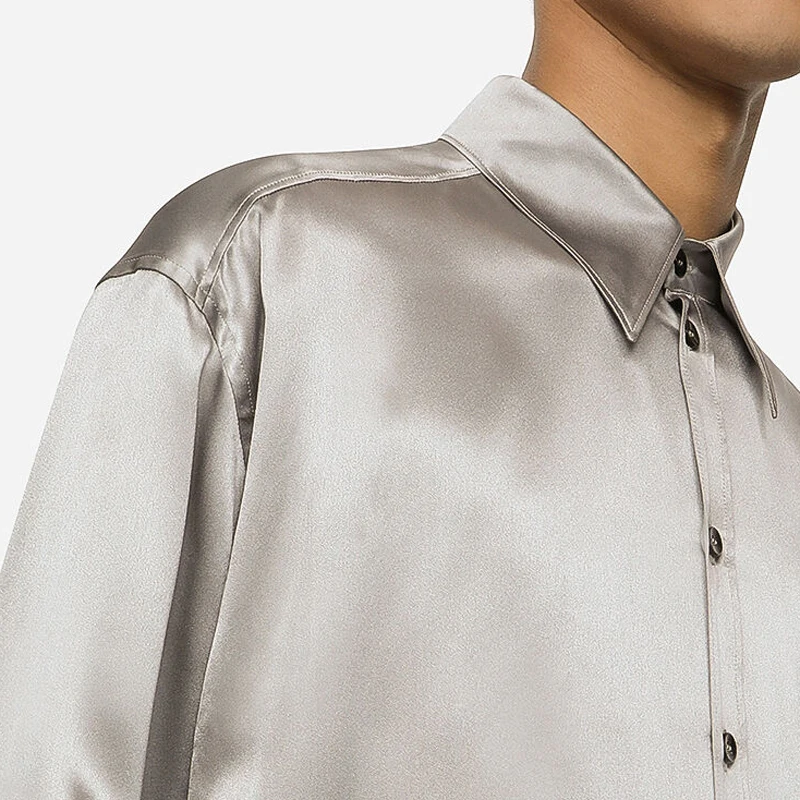 Men's Mulberry Silk Shirt – High-Quality Fashionable British Style Elegant and Comfortable