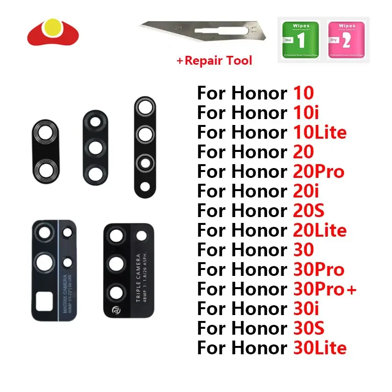 

Rear Back Camera Glass Lens For Huawei Honor 10 Lite 10i 20 Pro 20i 20s 30i 30s 30 Lite 30 Pro Plus With Tool Adhesive Sticker