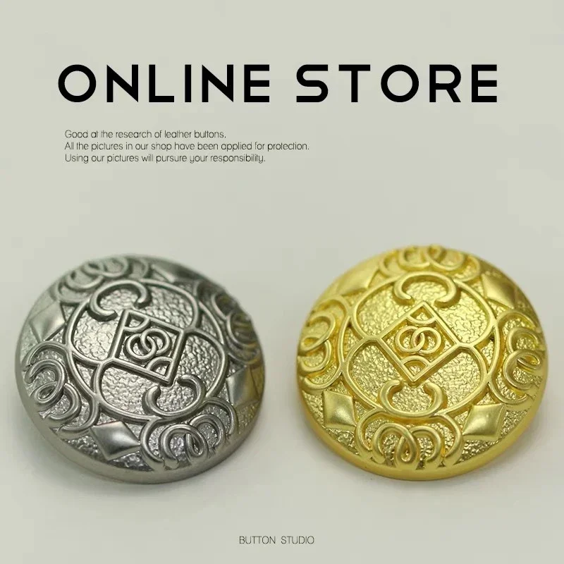 FCXDG 10pcs Exquisite Fashion European Double Circle Metal Buttons Suit Cardigan Dress Gold Silver Classic Decorative Buttons