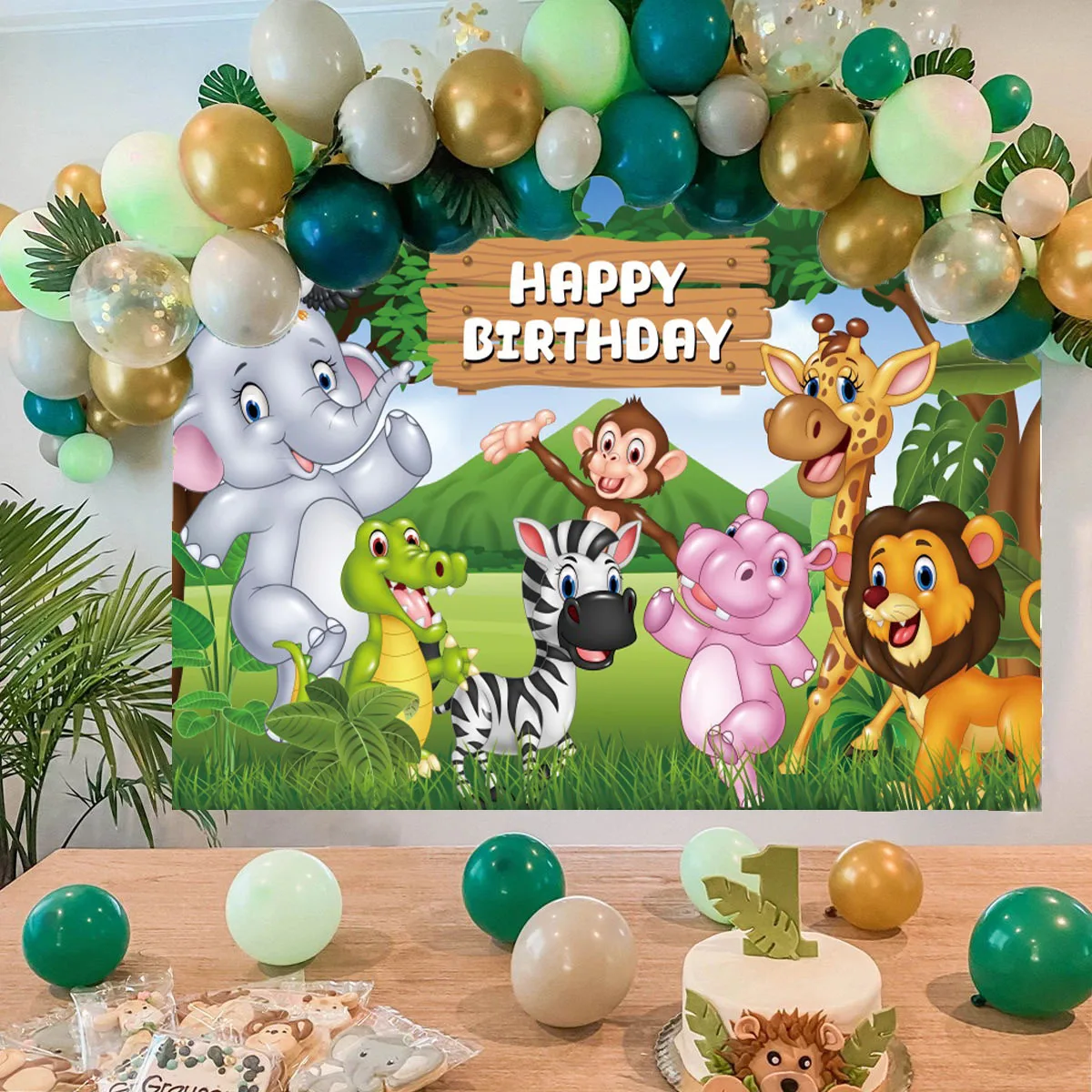 Tropical Jungle Wild One Photography Backdrop Safari Forest Animal Baby Birthday Party Background Baby Shower Photo Shoot Studio