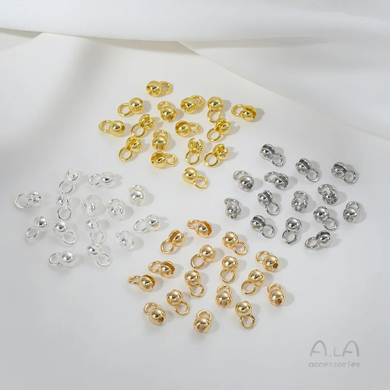 14K Gold-plated Bean Buckle Bag Buckle Pearl Chain Thread Knot Ending Bud Buckle DIY Jewelry Connection Accessories