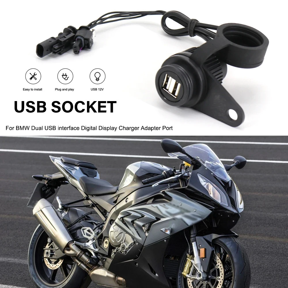 

Motorcycle Parts USB Double Socket K1600B K1600GT GTL K1200R K1200GT K1300GT R80R R nineT R9T G310GS G310R C400GT C400X ADV