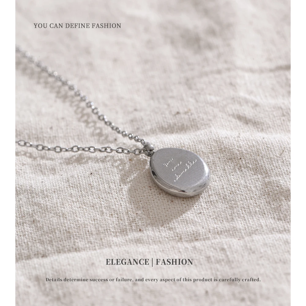 NiNice Necklaces for Women Stainless Steel Jewelry Weatherproof Jewellery Tarnish Free Circular Hang Tag Pendant Choker New Gift