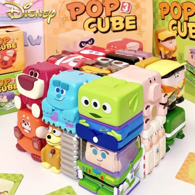 Hot Disney/Pixar Pop Cube - 3 Series Figures Mystery Box 1pc/9pcs Blind Box Model Cute Figurine Toy Action Figure Kids Gifts