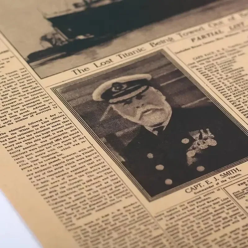1 Piece Vintage-Inspired Historical Print Featuring Ocean Liner Disaster Scene on Authentic-Looking Recycled Newsprint Texture S