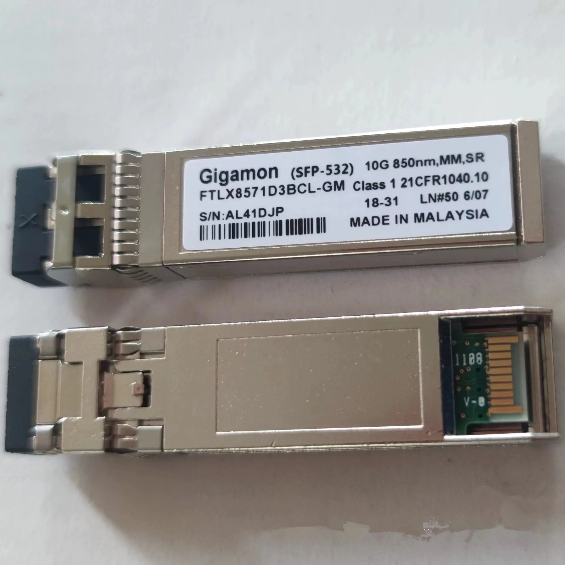 

Gigamon Optical Fiber 10G SFP FTLX8571D3BCL-GM SFP-532 10G 850NM MM SR Gigamon 10g Switch Transceiver