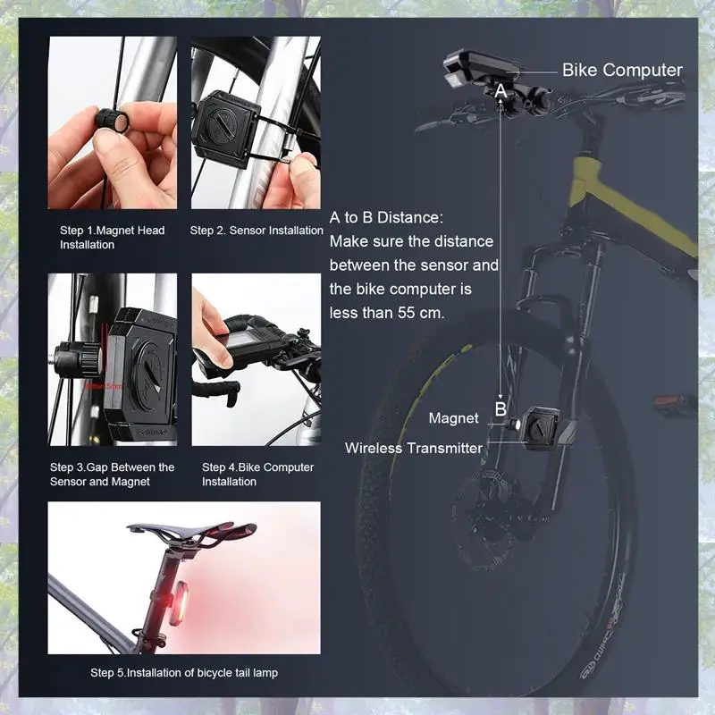 

Bike Headlight With LCD Display Speedometer And Horn USB Rechargeable Bicycle Computer Plastic Bike Light For Outdoor Cycling C