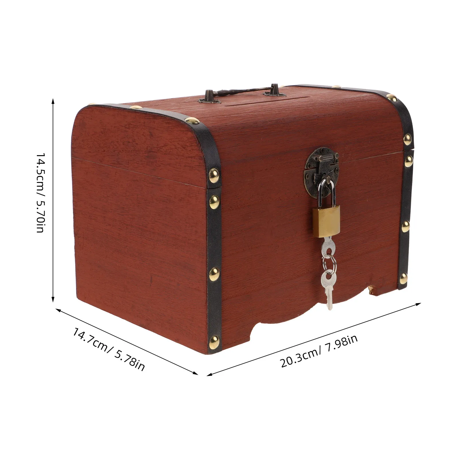 Wooden Money Storage Box Hand Polished Solid Wood Piggy Bank Lock Vintage Retro Design for Adults Kids Coins Jewelry
