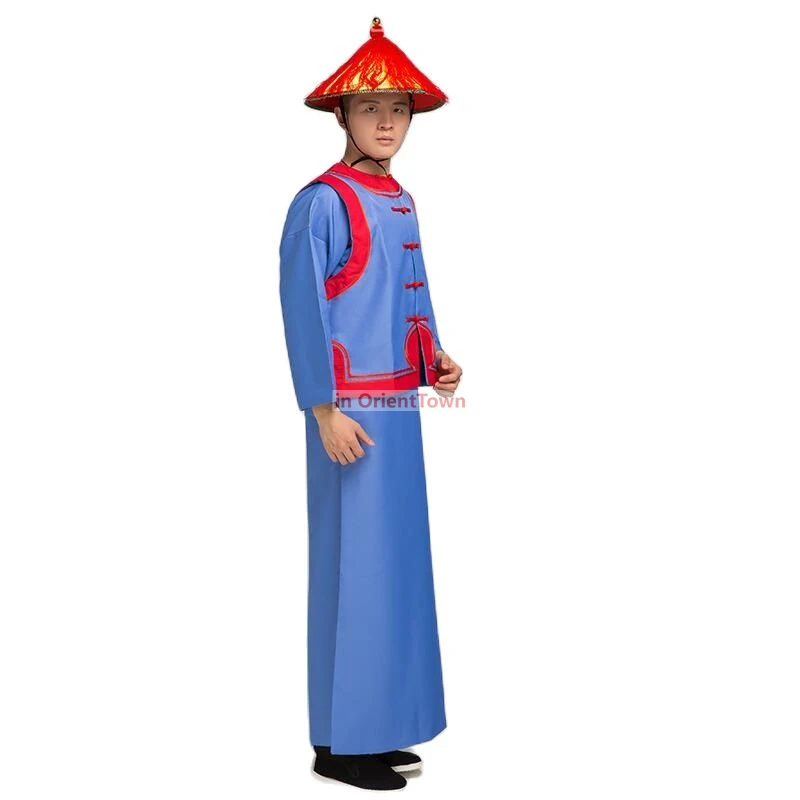 ملابس المسرح التلفزيوني للفيلم بدلة جندي سلالة تشينغ للرجال زي الحرس الملكي القديم رداء رجالي ملابس تنكرية