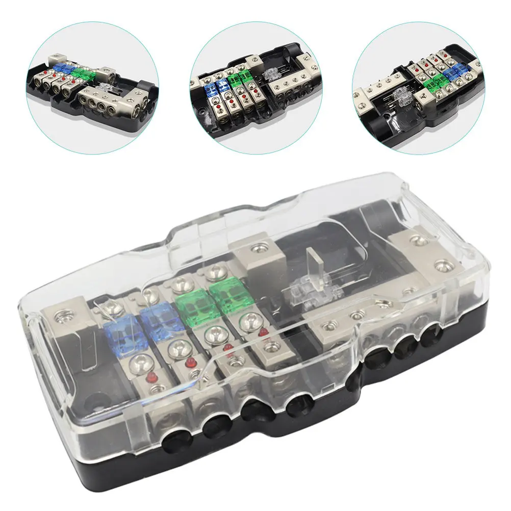 

1Set Fuse Box Automotive Fuse Holder Battery Terminal Distribution Block Fused Distribution Block with LED Indicator for Car Atv