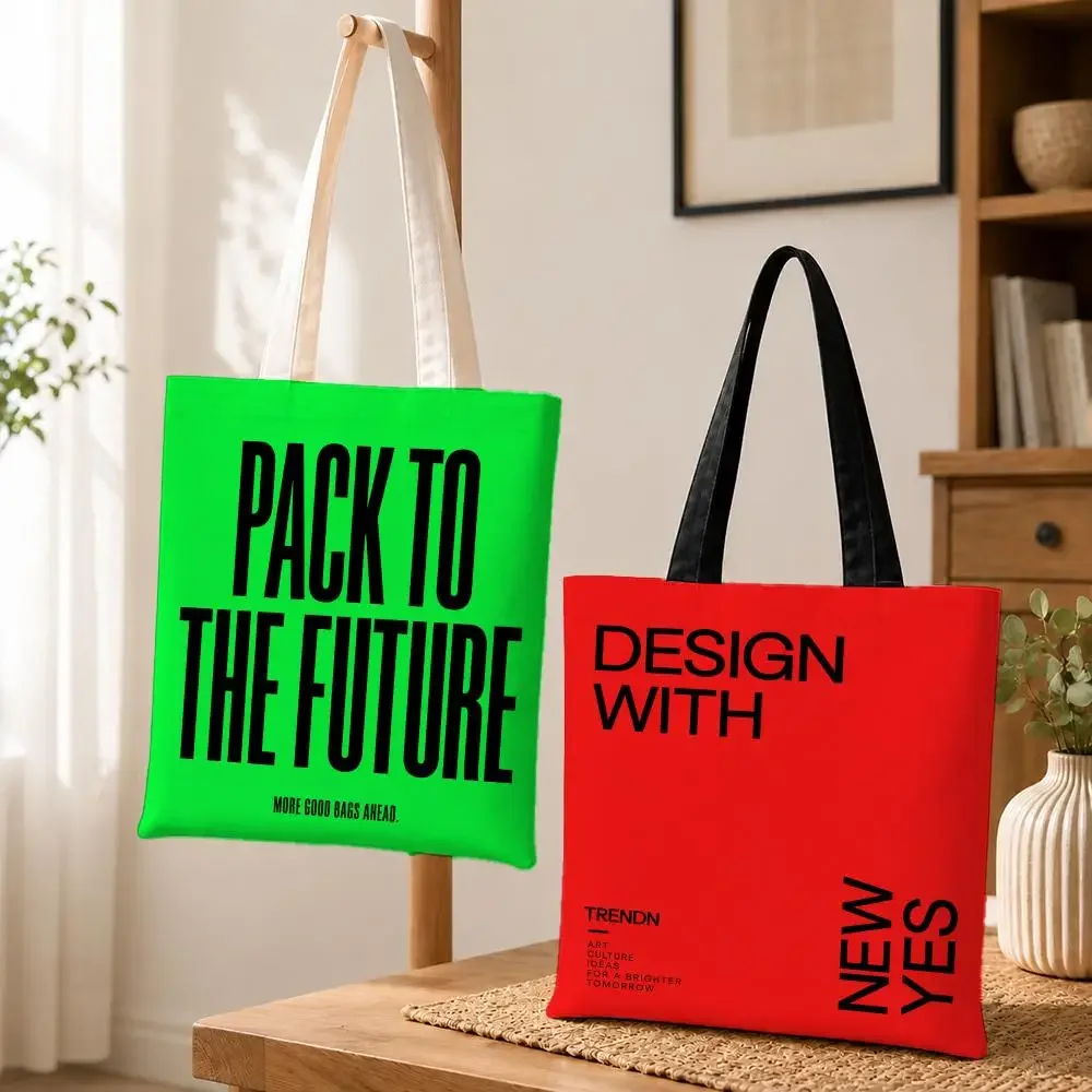 Modern Typography Pattern Typography Mood Graphic Verse Storage Bags Canvas tote bag commuting Shopping