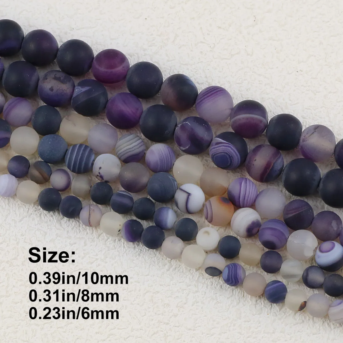 6 8 10mm Beads Matte Violet Stripe Banded Carnelian Natural Stone Purple Round Loose Jewelry Bracelet Accessories Making DIY
