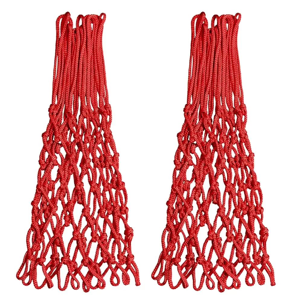 

2 Pieces Professional Basketball Net Replacement, Heavy Duty Anti Whip 12 Loops Red Standard Size Basketball Rim Net Fits In
