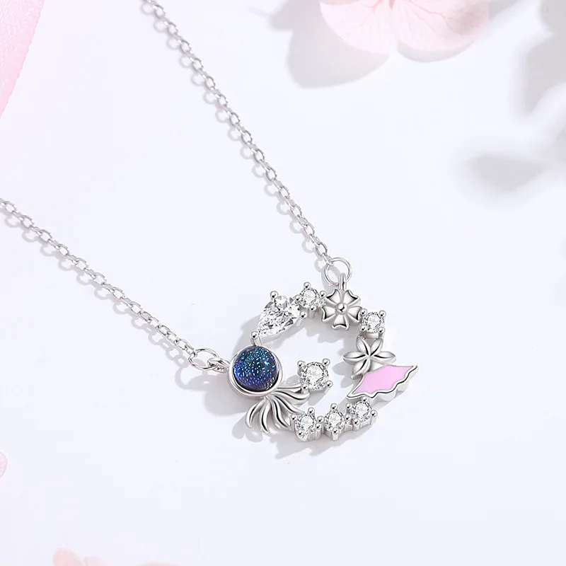 Bracelet Hand String 925 Silver Necklace Female Korean Dopamine Jewelry Octopus You 1 Shellfish Ocean Sterling Silver Clavicle