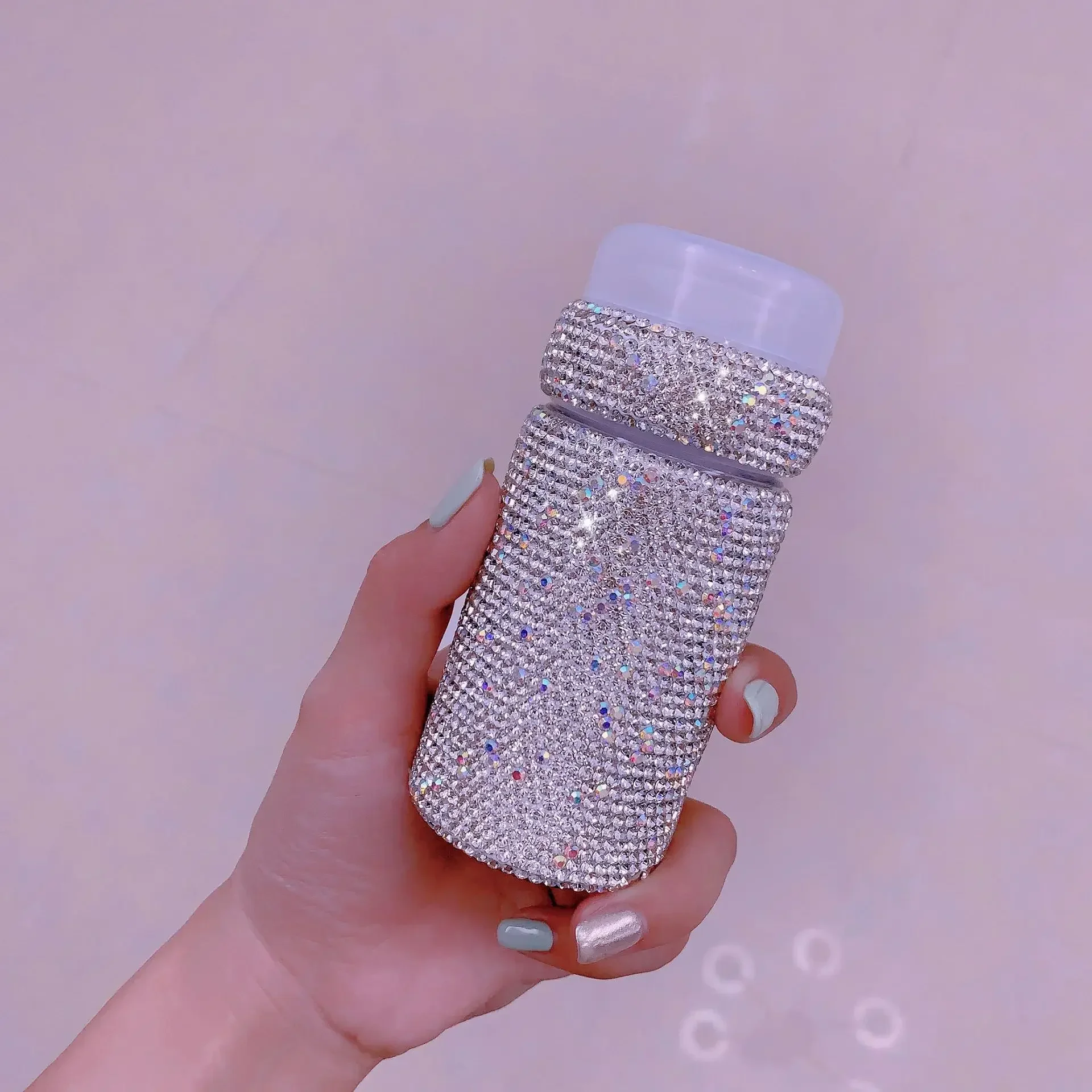 

Bling Rhinestone Portable Cosmetics Split Bottle Press on Makeup Removal Moisture Box Travel Toner 100ML Empty Storage Bottle