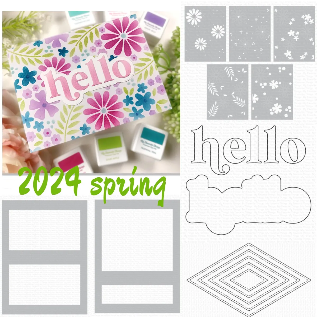 

Spring Flower Center Strip Letter Metal Cutting Dies Stencil Scrapbook Embossed Card Diy Craft Template Decoration 2024 Arrival