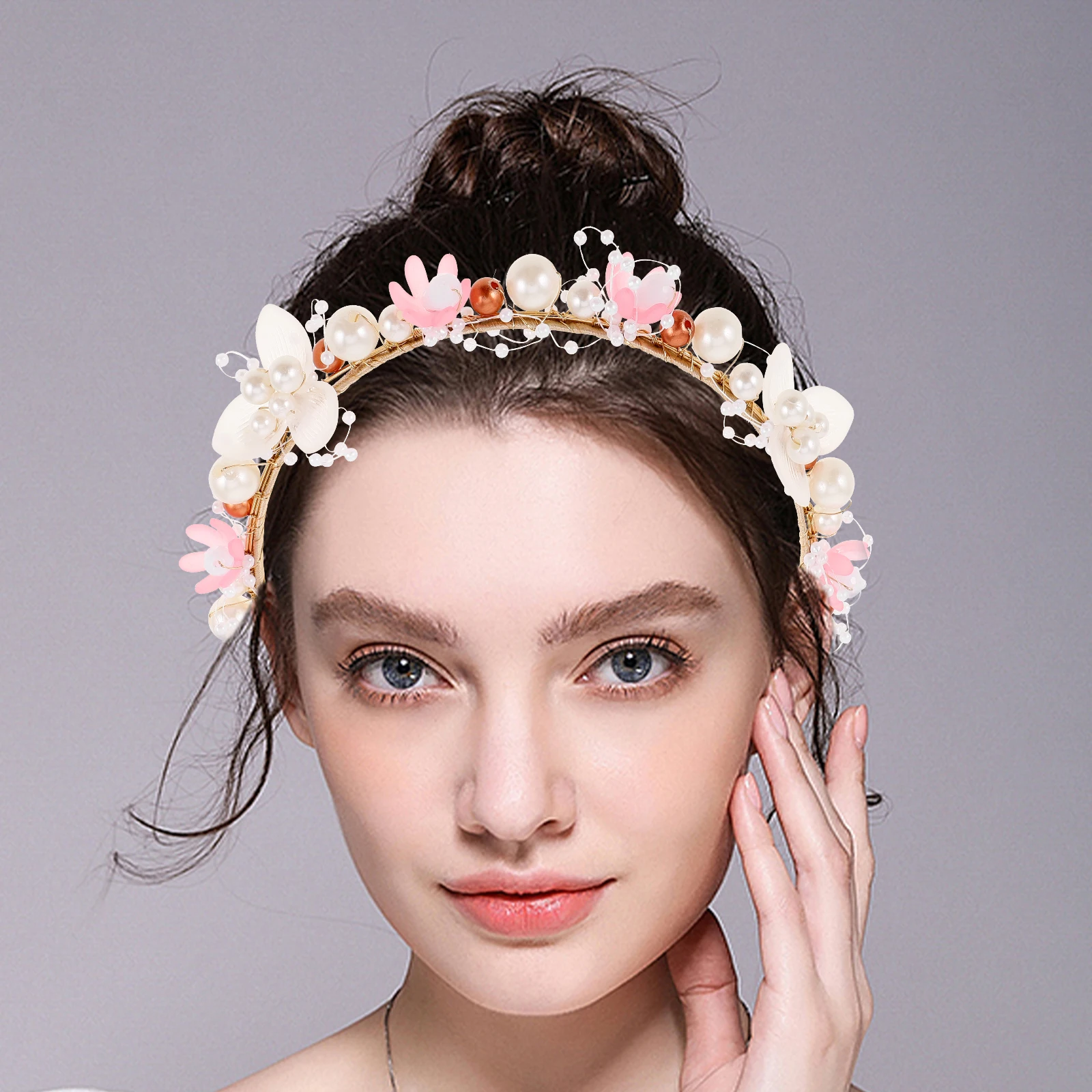 

Children Pearl Hairband Girls Comfortable Headbands Flower Crown Accessories Toddler Hair Girls Floral Styling Durable Soft