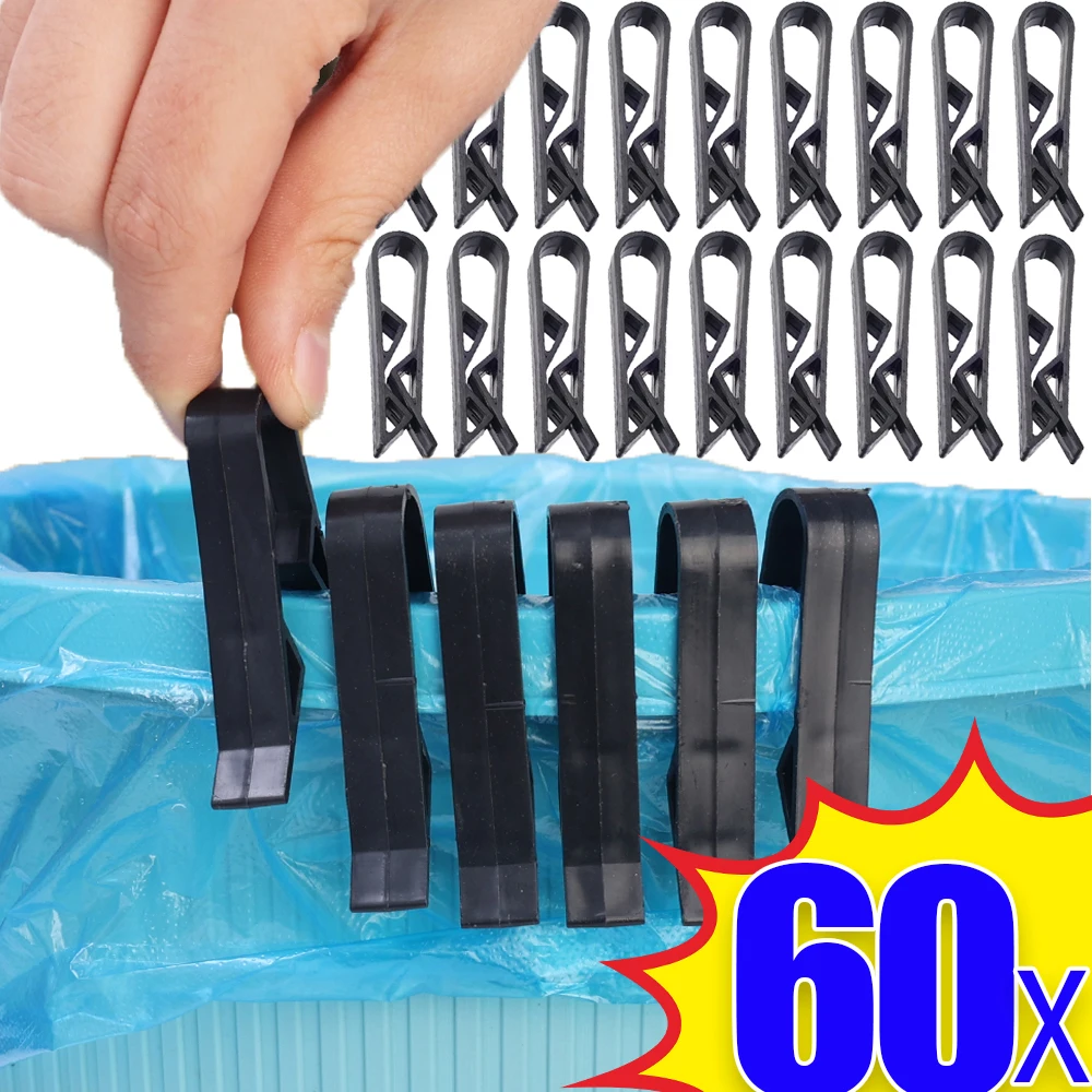 60-2PCS Rubbish Basket Clips Anti-Slip Holder Snack Bags Sealing Clamps Garbage Bin Bag Fixed Holder Kitchen Home Storage Tools