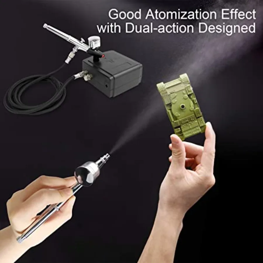 Kit de aerógrafo dualaction portátil com mini compressor de ar para pintura de arte de maquiagem, tatuagem, decoração de bolo, modo de spray de manicure