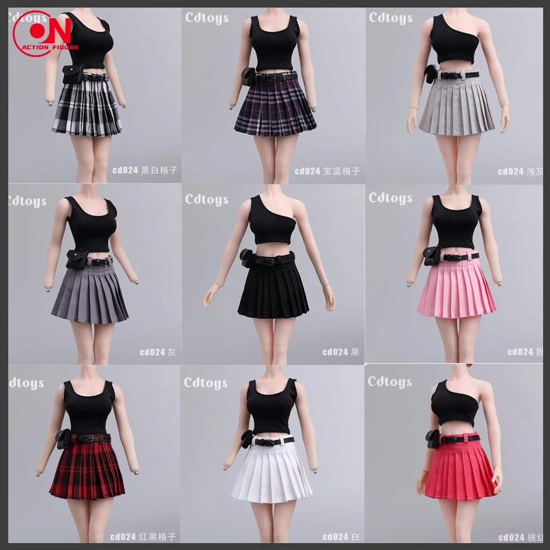 cdtoys cd024 Escala 1/6 Falda plisada femenina Chaleco Conjunto de cinturón Modelo de ropa Ajuste 12 ''TBL PH JO Soldado Figura de acción Cuerpo Muñecas