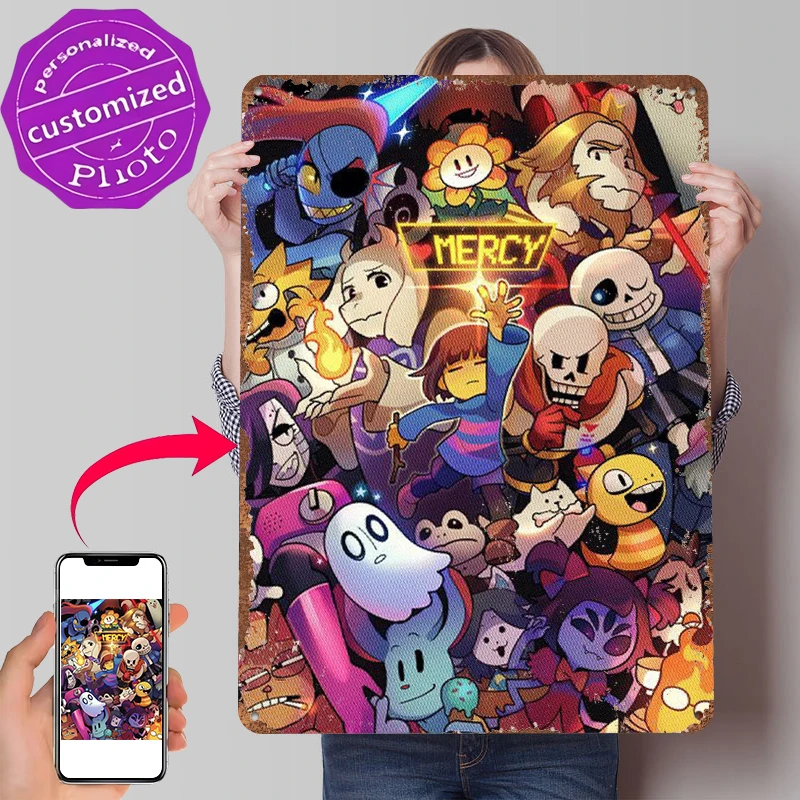 Undertale Game Gaming Metal Poster Customized Wall Art Retro Vintage Metal Signs for Man Cave Bar Accessories Home Decoration