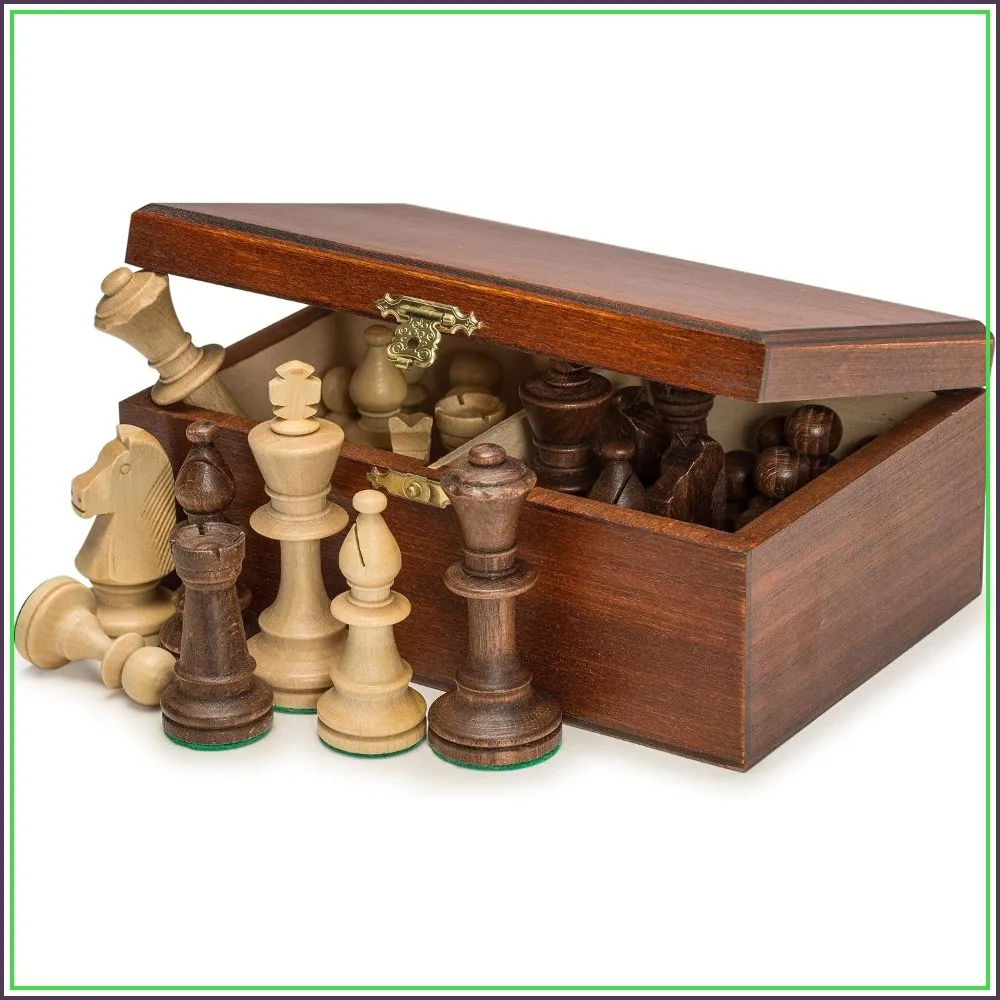 

European Professional Tournament Chess Pieces With Wood Storage Case