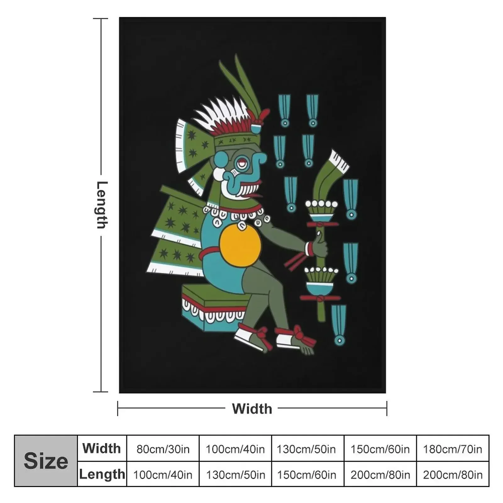 Aztec Deity Tlaloc , God of the Rain, Thunder, Earthquakes, Codex Magliabechiano. Throw Blanket Bed covers Blankets