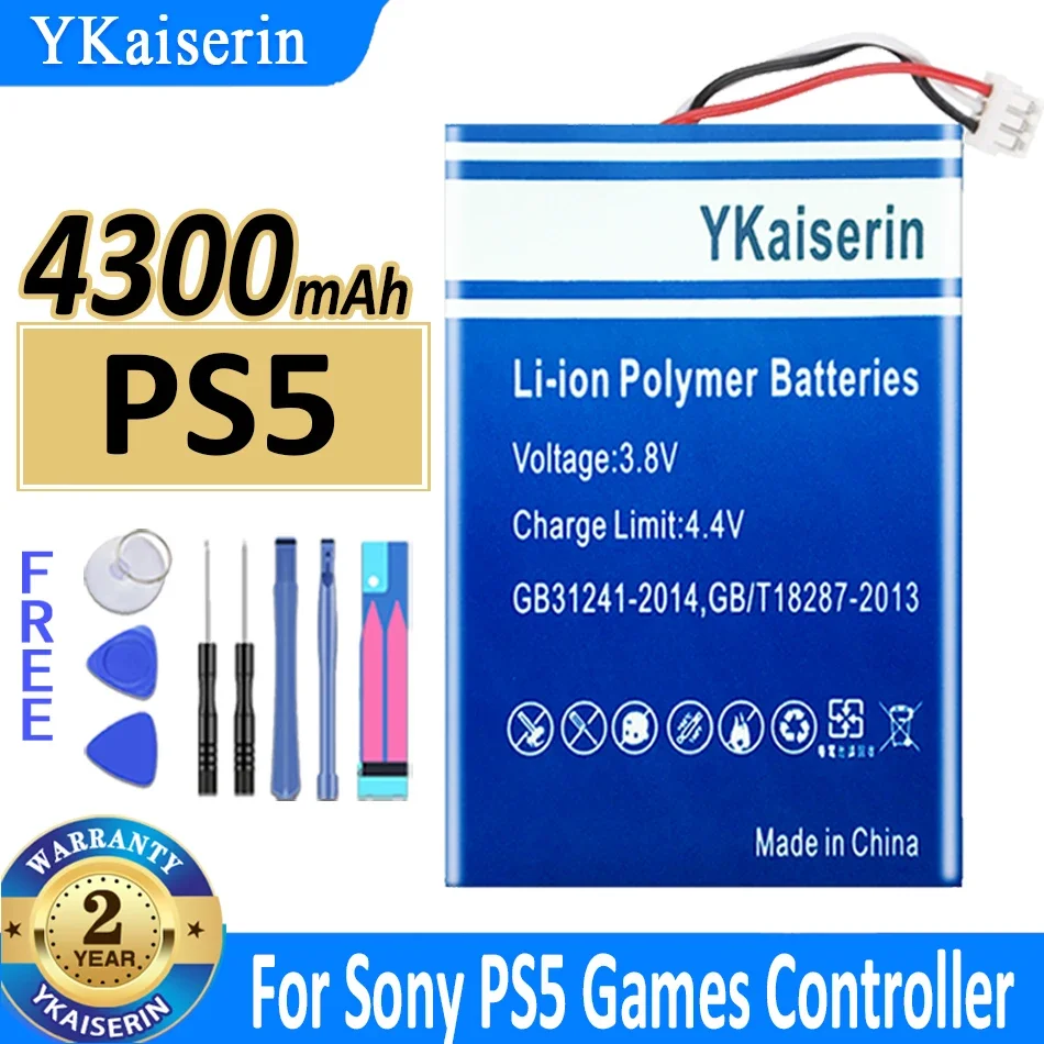 بطارية YKaiserin لجهاز تحكم Sony PS5 ، ليثيوم مدمج قابل لإعادة الشحن ، وحدة تحكم في الألعاب ، DualSense ، 10000 mAh ، LIP1708