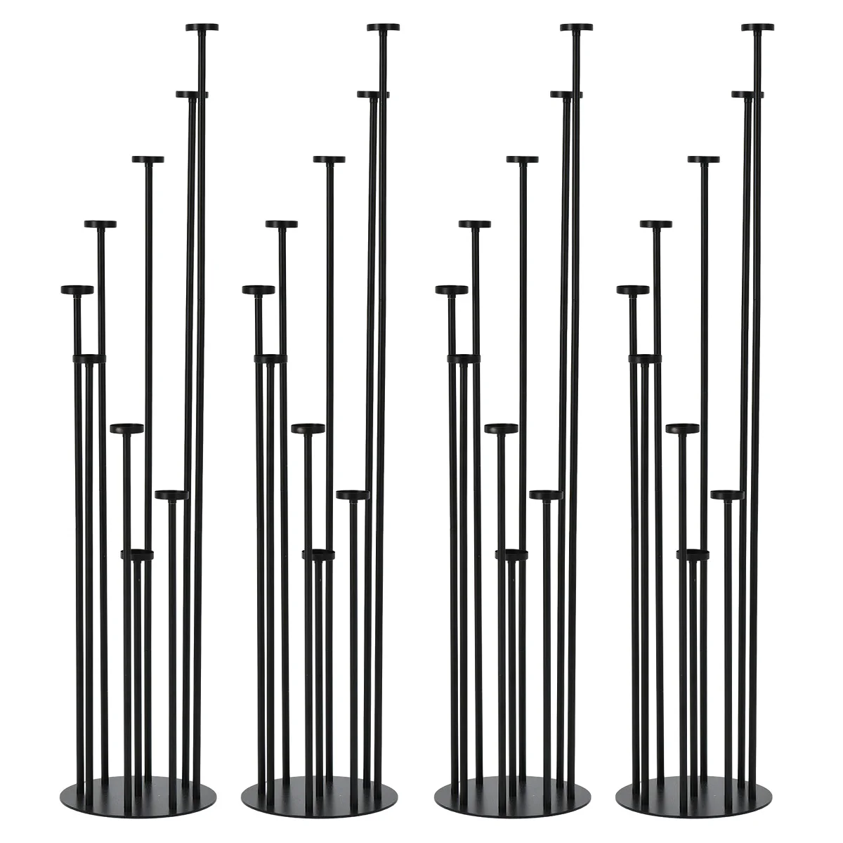 4Pack Floor Candle Holders 9 Arm Candle Holder for Fireplace Decoration Black Metal Candle Stick Holders for Chrismas