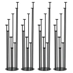 4Pack Floor Candle Holders 9 Arm Candle Holder for Fireplace Decoration Black Metal Candle Stick Holders for Chrismas