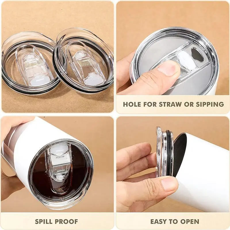 1/2Pcs 20oz Tumbler Lid Replacement Clear Replacement Lids Fit for Travel Tumbler Spill Proof Tumbler Covers for Cup Accessories