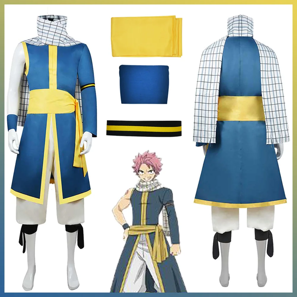 

100 Years Natsu Cosplay Suits Male Roleplay Disguise Costume Adult Men Role Scarf Clothing Halloween Fantasia Outfit Male