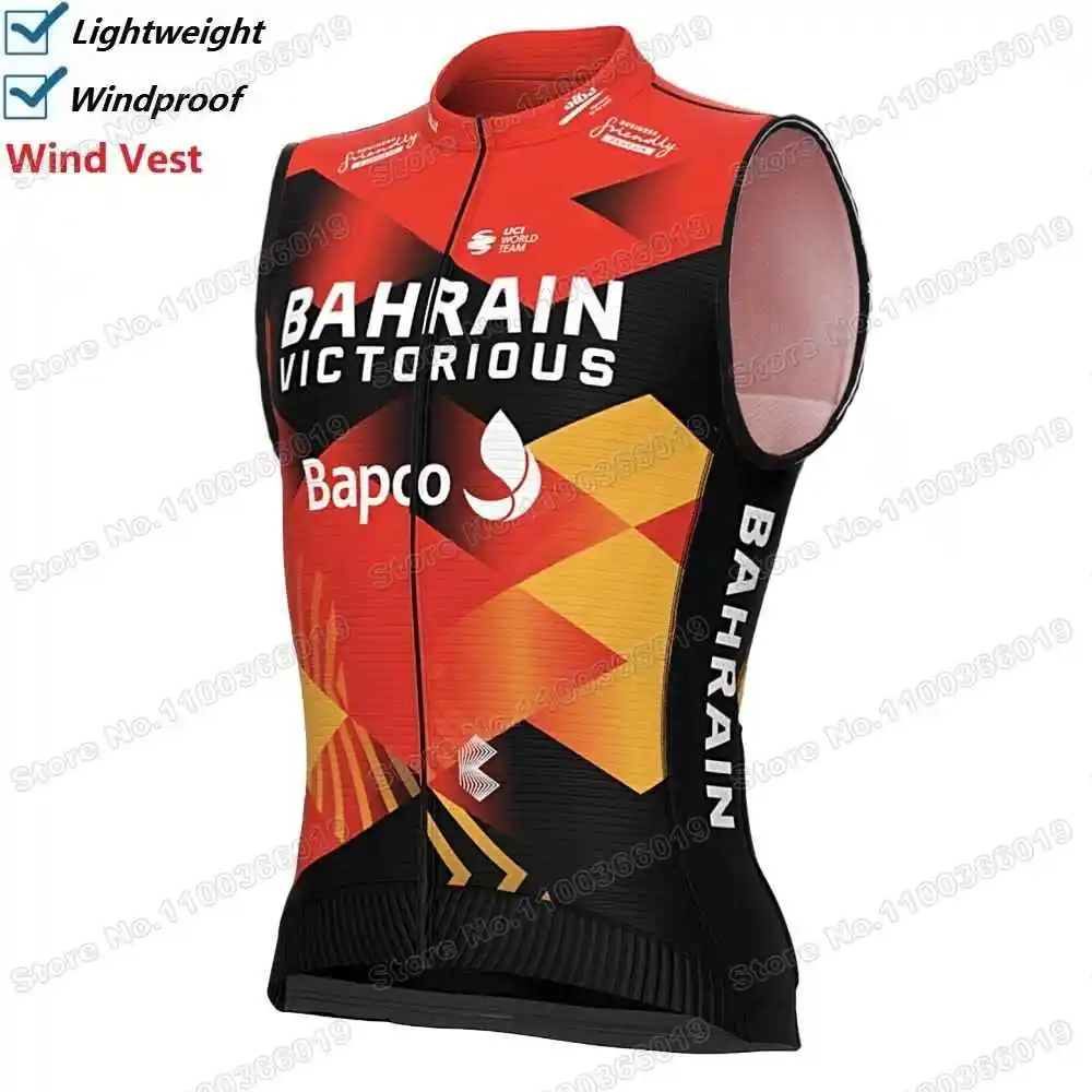 2024 Bahrain Victorious Team Cycling Vest Windproof Men Wind Vest Cycling Jersey Sleeveless Bicycle Windbreaker MTB Uniform