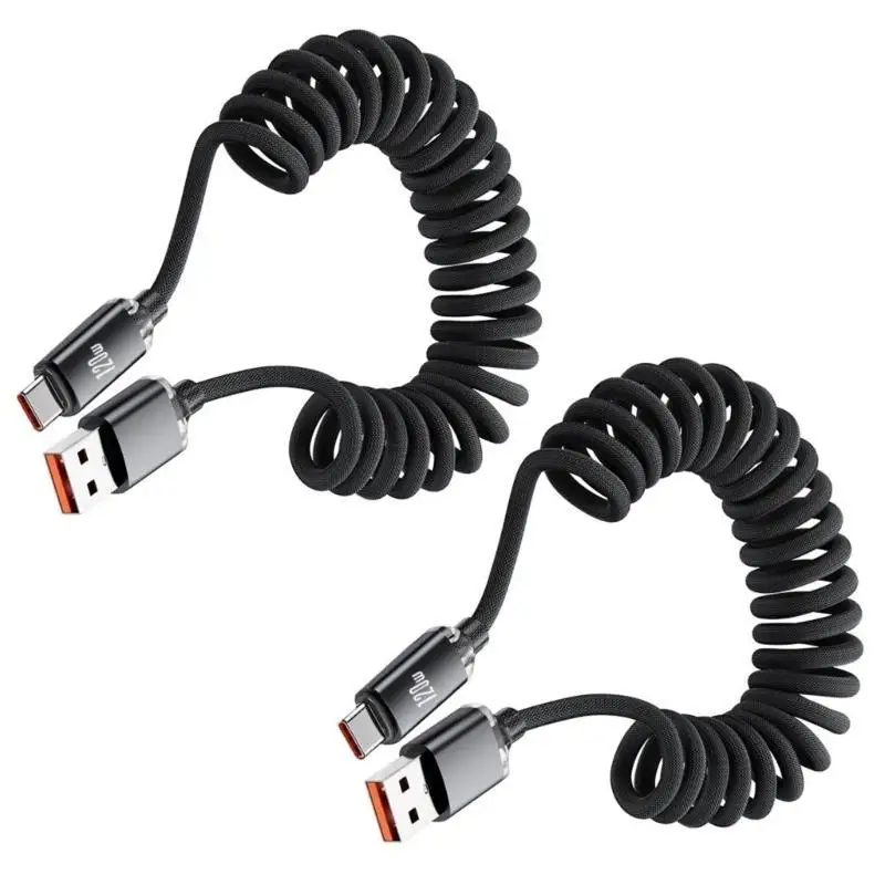31BA Smooth Spring Design USB A to USB C Fast Power Cable 120W Strong Nylon Braided