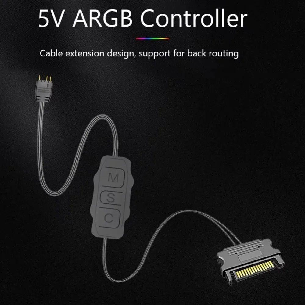 5V 3Pin ARGB Controller 3-Pin Connector Power Supply Adapter Lighting Controller Hub Mini Control Hub SATA Power RGB Hub